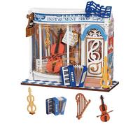 Rolife Maison Miniature Melody Instrument Shop, 63 pièces Maquette Maison 3D Puzzle Maison de Poupée en Bois 3D à Construire Book Nook pour Adultes et Adolescents Pas de Colle nécessaire