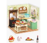Rolife Model Kits Super Creator Dollhouse, DIY Miniature House Kit with Light, Suitable for Home Desk Decoration, Christmas Birthday Gift, Model Kits for Adults to Build (Farmhouse Kitchen)