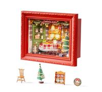 Rolife Puzzle 3D Fête de la Veille de Noël, Puzzle en Bois pour Adultes 125 Pièces, Kit de Modèle avec Éclairage LED, Maison Miniature Idéal comme Décoration de Noël et Œuvre d’Art Murale Encadrée