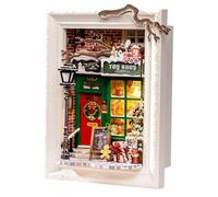 Rolife Puzzle 3D Santa’s Toy Shop, Puzzle en Bois pour Adultes 122 Pièces, Kit de Modèle avec Éclairage LED, Maison Miniature Idéal comme Décoration de Noël et Œuvre d’Art Murale Encadrée