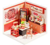 Rolife Super Creator Maison Miniature à Construire Bricolage Kit Maquette DIY Adulte Enfant Mini Maison à Monter sans Colle Décoration de Maison de Poupée de Bibliothèque (DW20-Panda Hot Pot)