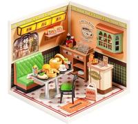 Rolife Super Creator Maison Miniature à Construire Bricolage Kit Maquette DIY Adulte Enfant Mini Maison à Monter sans Colle Décoration de Maison de Poupée de Bibliothèque (DW021-Hong Kong Bites Cafe)