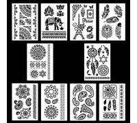 Rolin Roly 10PCS Pochoirs de Peinture Pochoir Mandala Reutilisable Pochoirs Muraux Fleurs Gabarit de Peinture pour le Dessin Bricolage Peinture Décoration Meubles Fenêtre