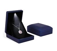 Rolin Roly 2PCS Boîte de Collier Pendentif avec Lumière LED Bleu Marine Boîte en Forme de Carré Coffrets Cadeaux à Bijoux en Velours LED Necklace Box pour Proposition Fiançailles