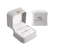 Rolin Roly 2PCS Coffret Cadeau pour Bijoux Boîte Cadeau en Cuir PU Collier Boîte de Bague Bijoux Bracelet Stockage de Bijoux pour Saint-Valentin Gris (ring box)