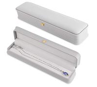 Rolin Roly 2PCS Coffret Cadeau pour Bijoux Boîte Cadeau en Cuir PU Collier Boîte de Bague Bijoux Bracelet Stockage de Bijoux pour Saint-Valentin Gris (long chain box)