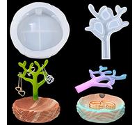 Rolin Roly 2pcs Moule Silicone Resine Moule d'affichage d'arbre époxy Jewelry Colliers Boucles d'oreilles Présentoir Rangement Moule en Silicone époxy Bricolage pour Home Decoration
