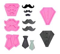 Rolin Roly 4 pcs Moustache Cravate moules en Silicone Moules en Fondant De Barbe Moule de Gâteau Rose mini moule à fondant Bonbons Décoration Outil Argile Chocolat gumpaste moules
