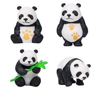 Rolin Roly 4Pcs Panda Miniature Figurine Mini Statue Résine Animal Miniature Figurine Décor Micro Paysage Décoration pour DIY Gâteau Accueil Landscape Jardin Bureau Ornaments