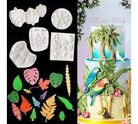 Rolin Roly 5Pcs Feuille Fondant Moule En Silicone Moule Gâteau Monstera 3D Fondant Cake Mold Moules à Forme Feuilles Classique DIY Outil De Décoration