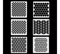 Rolin Roly 6Pcs Plantillas de Dibujo geométrico Manualidades cortada con láser Painting Stencils Reutilizable Material de PET para pintar muebles Rocas y Arte DIY