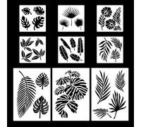 Rolin Roly 9PCS Pochoirs de Feuille Tropicales Pochoir de Peinture en Plastique Plantes Feuilles Pochoir de Dessin pour Mur Bois Meuble Décoration Bricolage