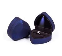 Rolin Roly Boîte à Bague En Velours Avec Lumière LED Ring Box Velours Boîte à Bijoux En Forme De Cœur Pour Mariage Fiançailles Proposer Propositio (royal blue)