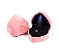 Rolin Roly Boîte à Bague En Velours Avec Lumière LED Ring Box Velours Boîte à Bijoux En Forme De Cœur Pour Mariage Fiançailles Proposer Propositio (pink)