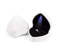 Rolin Roly Boîte à Bague En Velours Avec Lumière LED Ring Box Velours Boîte à Bijoux En Forme De Cœur Pour Mariage Fiançailles Proposer Propositio (white)