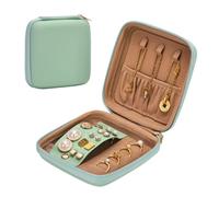 Rolin Roly Boîte à Bijoux, Rangement Pour Bijoux de Voyage en Cuir, Petite Organisateur Portable pour Femme, Bagues, Colliers, Boucles d'oreilles, Bracelets, cadeau de (Vert)