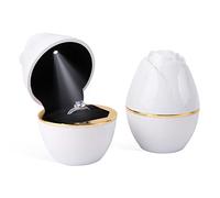 Rolin Roly Boîte de Bague de Fiançailles en Forme de Rose Boîte à Bague LED Boîte à Bijouxpour Blanc Mariage Ring Box Wedding pour Proposition de Mariage (White), (RR0420)