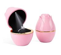 Rolin Roly Boîte de Bague de Fiançailles en Forme de Rose Boîte à Bague LED Boîte à Bijouxpour Pink Mariage Ring Box Wedding pour Proposition de Mariage