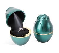 Rolin Roly Boîte de Bague de Fiançailles en Forme de Rose Boîte à Bague LED Boîte à Bijouxpour Vert Mariage Ring Box Wedding pour Proposition de Mariage