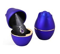 Rolin Roly Boîte de Collier Pendentif avec Lumière LED Bleu Royal Boîte en Forme de Rose Coffrets Cadeaux à Bijoux en Velours LED Necklace Box pour Proposition Fiançailles