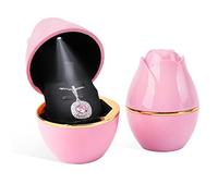 Rolin Roly Boîte de Collier Pendentif avec Lumière LED Rose Boîte en Forme de Pink Coffrets Cadeaux à Bijoux en Velours LED Necklace Box pour Proposition Fiançailles