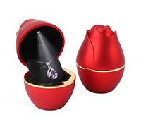 Rolin Roly Boîte de Collier Pendentif avec Lumière LED Rouge Boîte en Forme de Rose Coffrets Cadeaux à Bijoux en Velours LED Necklace Box pour Proposition Fiançailles