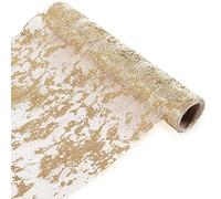 Rolin Roly Chemin de Table,Ruban de Table Métallisé Chemin de Table Filet Feuille d'or 28cmx5m Table Runner Brillant Chemin de Table pour Le Mariage Fêtes Party Décorations (Champagne Gold)
