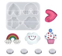 Rolin Roly Moule Époxy Des Nuages Moule Mini Arc en Ciel Moules en Silicone Glace 3D avec 4Aimants pour Artisanat Décoration Fournitures DIY Réfrigérateur Ornements