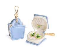 Rolin Roly Sac à bijoux carré pour femme, étui de voyage, mini rangement de bijoux portable et tendance pour collier, bagues, bracelets (bleu)