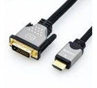 Roline - Câble adaptateur - liaison double - DVI-D mâle pour HDMI mâle - 5 m - blindé - noir / argent - support 4K