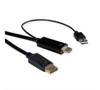 ROLINE 11.04.5991 câble vidéo et adaptateur 1 m HDMI + USB DisplayPort Noir
