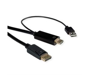 ROLINE 11.04.5991 câble vidéo et adaptateur 1 m HDMI + USB DisplayPort Noir