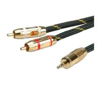 Roline 11.88.4276 Câble Audio 5 M 2 X Rca 3,5mm Noir, Or, Rouge, Blan