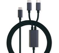 Roline Câble de charge USB Type-C Split C vers 2x C St/St 100W Noir 1,85 m