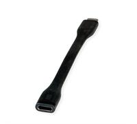 ROLINE USB4 Gen3x2 Kabel, Emark, Flach, C-C, St/BU, 40Gbit/s, 100W, Schwarz, 11,5 cm