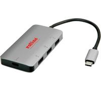Hub USB combi Roline 3 ports argent (métallisé)