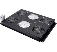 ROLINE 19 Unité de ventilation de toit, 4 ventilateurs, Thermostat pour baie serveur, noire