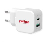 ROLINE Chargeur USB avec Prise européenne, 2 Ports (Type-A QC3.0, Type-C PD), 20W