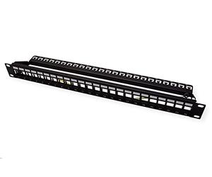 ROLINE 48.3 cm 19 Inch Keystone Patch Panel 24-Port Category 6 Shielded Black without Module (Connectors are not included)
