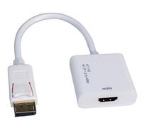 ROLINE Adaptateur actif 4K DisplayPort HDMI avec DP v1.2 I Câble adaptateur avec connecteur DP mâle vers HDMI femelle I blanc, 15 cm
