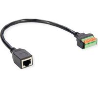 ROLINE Adaptateur de câble RJ45 femelle vers bloc terminal, (boutons poussoirs), 30 cm