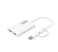 ROLINE Adaptateur Multi-DisplayLink USB Type A+C - 2X HDMI, Multi-Flux 4K