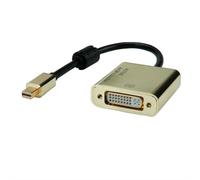 ROLINE Adaptateur Vidéo Mini DisplayPort Mâle vers DVI-D Femelle 0.1m, Contacts Or, Résolution 3840x2160, Référence 12.03.3176