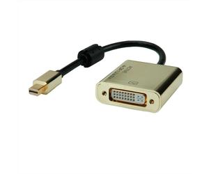 ROLINE Adaptateur Vidéo Mini DisplayPort Mâle vers DVI-D Femelle 0.1m, Contacts Or, Résolution 3840x2160, Référence 12.03.3176