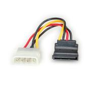 ROLINE Câble Adaptateur 4-Pin Molex vers SATA 15 Broches 0.1m Noir/Rouge/Blanc/Jaune - Coudé 90° - Ref: 11.03.1061