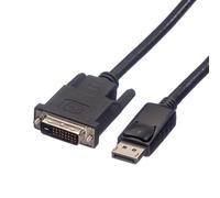 ROLINE Câble Adaptateur Vidéo 11.04.5775: DisplayPort 1.1 Mâle vers DVI-D Mâle, 1.5m, Noir, Résolution jusqu'à 1920x1200 (WUXGA), DVI Dual-Link, LSZH