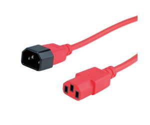 ROLINE Câble d'alimentation 19.08.1531, 3m, Rouge, IEC 320 mâle vers IEC 320 femelle, 250V, 10A, Connecteurs droits