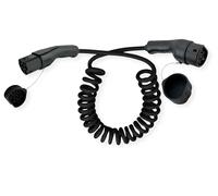 ROLINE Câble de Recharge Voiture électrique type2, monophasé, 250VAC (1P+N+E), 32 A, 7,4 KW, câble spiralé, 7,5 m