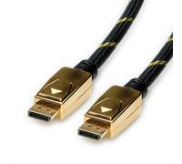 ROLINE Câble DisplayPort 1.4 1m Noir/Or, Contacts Or, Résolution 7680x4320 (8K) 60Hz, AWG26, Diamètre 8.3mm, RoHS, Réf. 11.04.5920