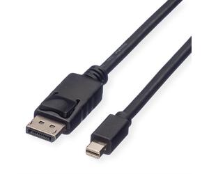 ROLINE Câble DisplayPort vers Mini DisplayPort 2m Noir - Résolution 2560x1600 60Hz - Connecteurs Mâle-Mâle - Réf. 11.04.5635